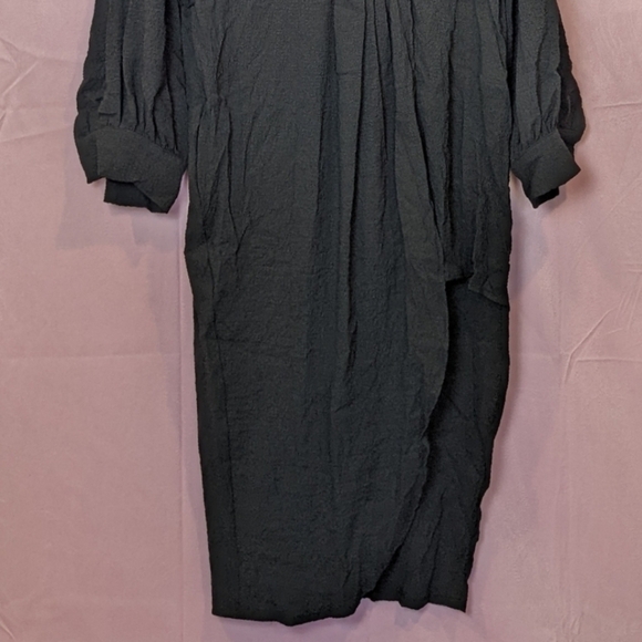 PrettyLittleThing Black Plunge Textured Faux Wrap Midi Dress size 16 - Picture 3 of 8